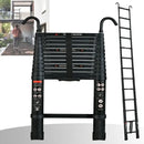3.8M Telescopic Ladder with hooks, 12.5FT Black Multi-Purpose Folding Aluminium Telescoping Ladder Foldable Ladder Extension
