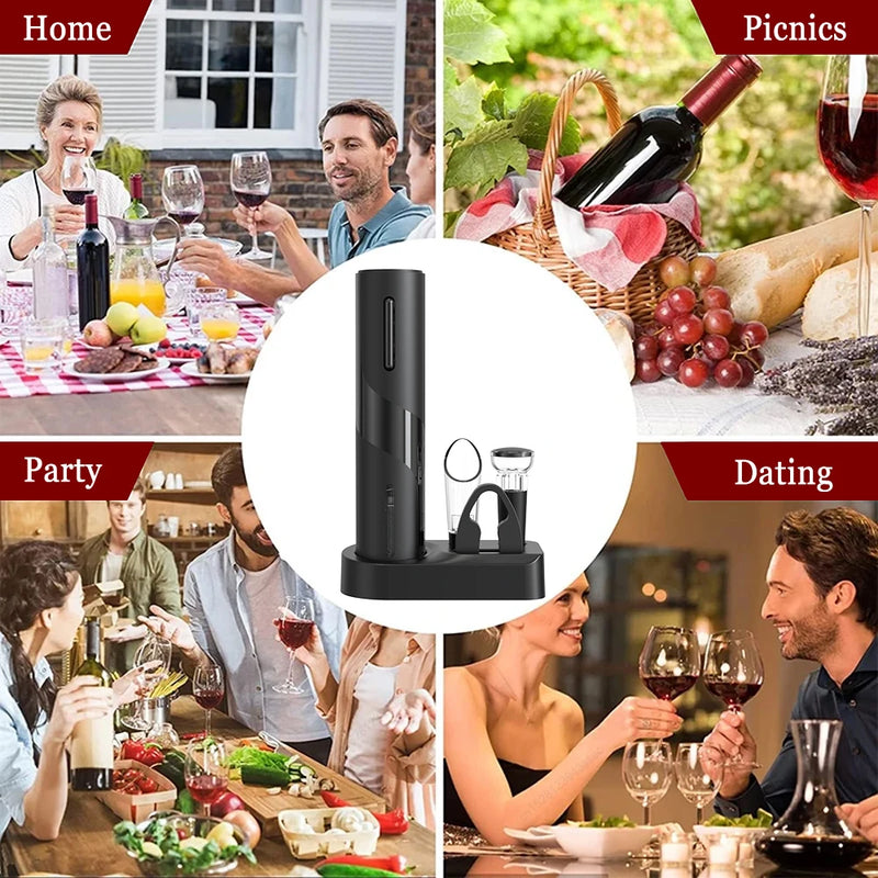 Electric Wine Bottle Opener USB Rechargeable Red Wine Corkscrew Automatic Wine Opener Foil Cutter Kitchen Accessories Cap Opener