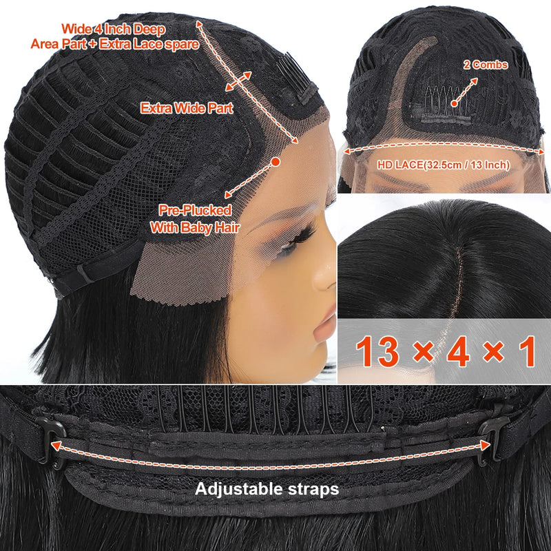 10 Inch Short Synthetic Straight Bob Lace Front Wig Glueless For African Women T Part Without Glue Lace Front Wigs For Afro Girl