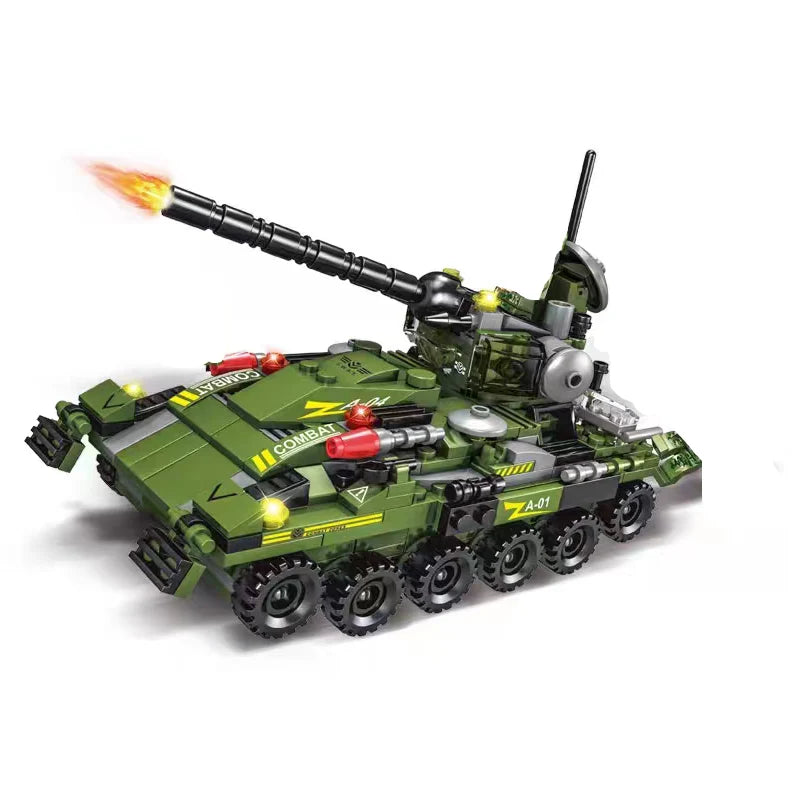548pcs WW2 Military Building Block Army Weapon War Tank Chariot Car Airplane Bricks Soldiers DIY Creative Kid Construction Toy