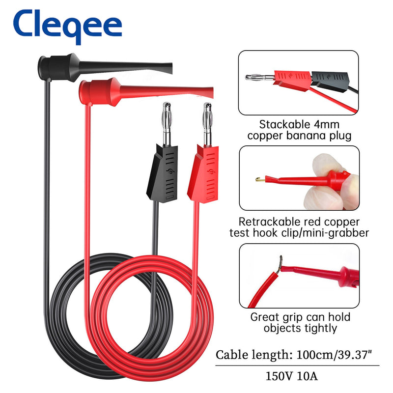 Cleqee P1308B 18PCS Test Lead Kit 4MM Banana Plug To Test Hook Cable Replaceable Multimeter Probe Test Wire Probe Alligator Clip