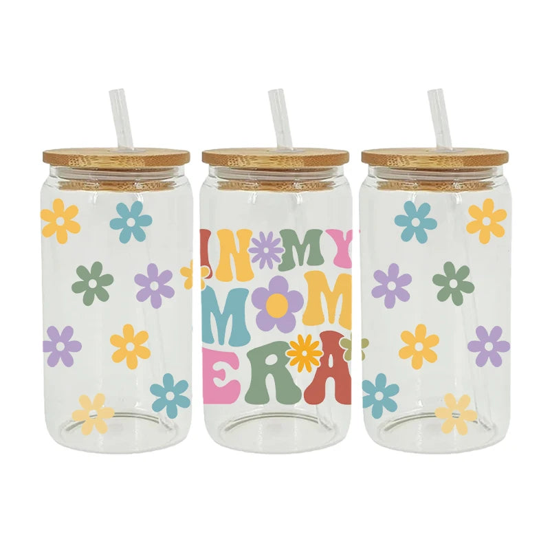 MOM MAMA Mather's Day Sticker UV DTF Cup Wrap Iron On Transfer For Glass Can Wraps 16oz Libbey D12242