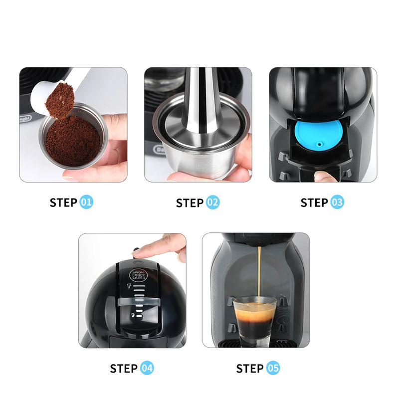 Reusable Capsule Filter Cup for Dolce Gusto Machine 304 Stainless Steel Refillable Coffee Pods Crema Maker