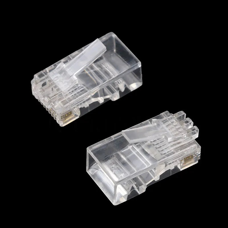 10-100PCS RJ45 CAT5 CAT5e 8P8C Modular Cable Head Plug Adapter Ethernet Gold Plated Network Connector Crystal Heads