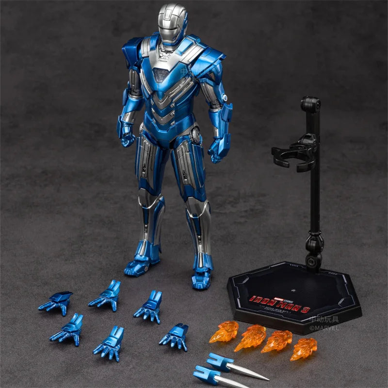 Original ZD Toys Iron Man Action Figure 18cm Mark30 Blue Steel War Machine Tony Stark Model collecting toys