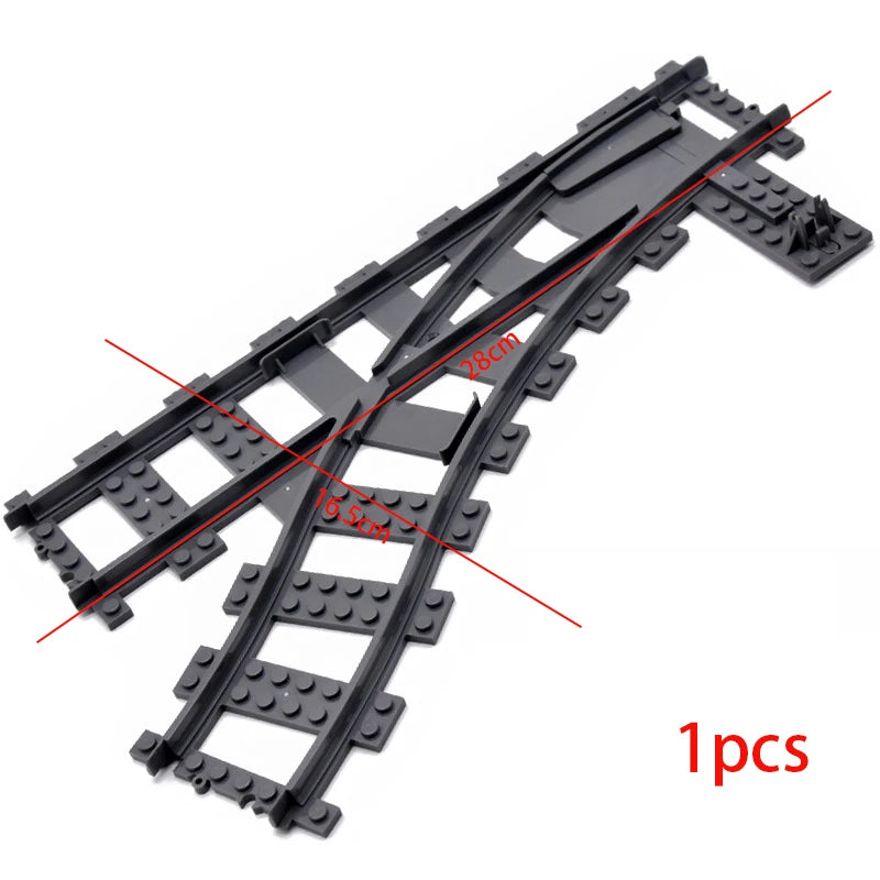 City Train Station Platform Traffic Light Cave Flyover Tracks Straight Curved Rails Building Block Bricks Technican Creative Toy