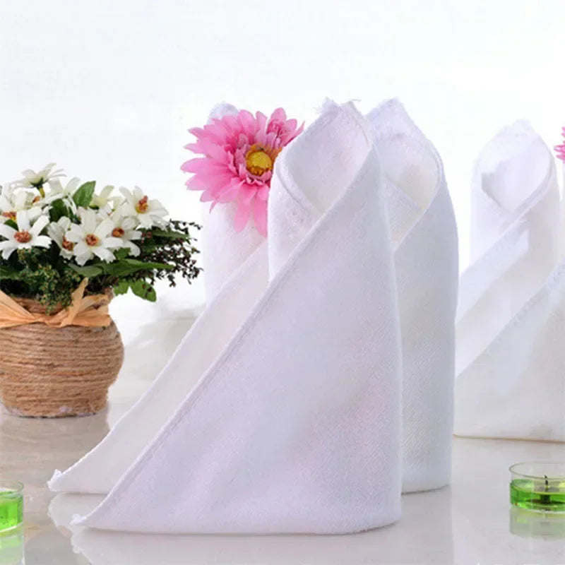 5pcs White Soft Microfiber Fabric Face Towel Hotel Bath Towel Wash Cloths Hand Towels Portable Terry Towel Multifunctional