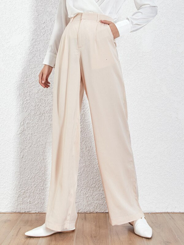 TWOTWNSTYLE Summer Loose Casual Trousers For Women High Waist Maxi Wide Leg Pants Female Elegant 2022 Fashion Clothes New