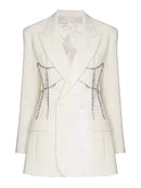 DEAT 2023 Autumn Women's Blazer New Fashion Laple Diamonds Loose Double Braested Long Sleeve Solid Suit jackets Tide 17A317