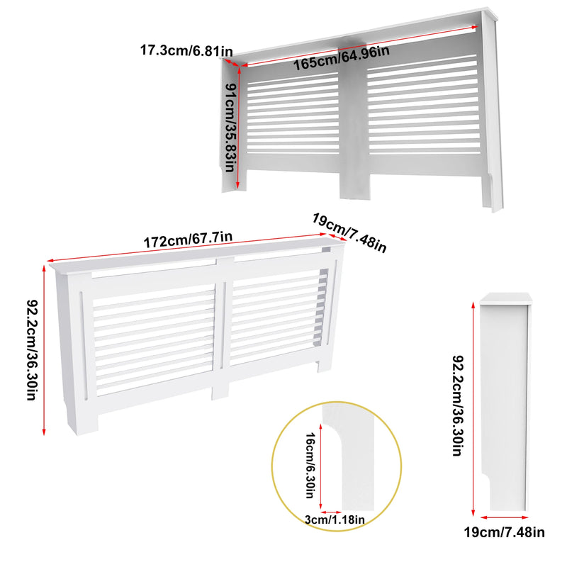 Wood Radiator Cover Modern Tall Radiator Shelf Large Heater Covers Horizontal Slats
