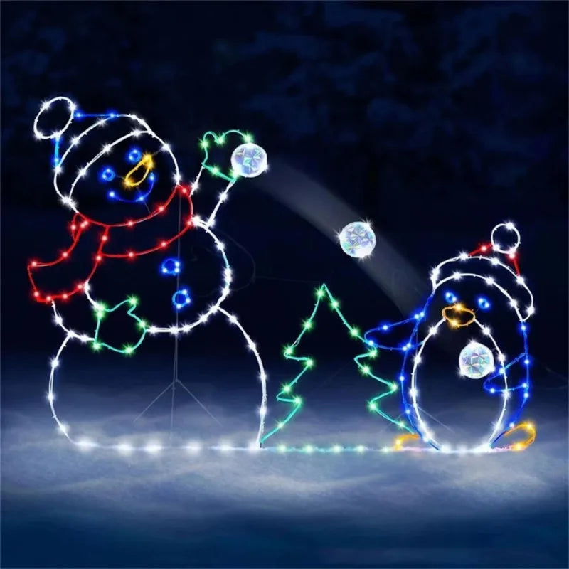 Christmas Decorative Lights String Wrought Iron Luminous Snowman Christmas Tree Decorations Outdoor Garden Decorative Signs