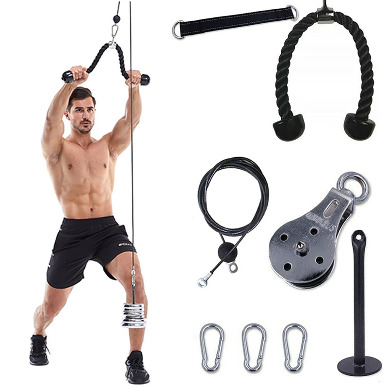 Fitness Pulley Cable System DIY Loading Pin Lifting Triceps Rope Machine Workout Adjustable Length Home Gym Sport Accessories