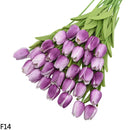 12pcs Artificial Tulip Latex Real Touch For DIY Bouquets Wedding Party Mother's Day Easter Spring Home Dining Decoration