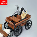 Set Sale MOC Bricks Cow Cattle Cart Oxen Town Farm House Assembled Building Blocks Accessories Children's Toys