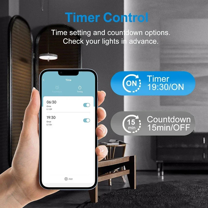 Tuya Smart Wifi Switch With temperature time display function 100-250V 1/2/3 Gang Wall Light Button Switch Timing remote control
