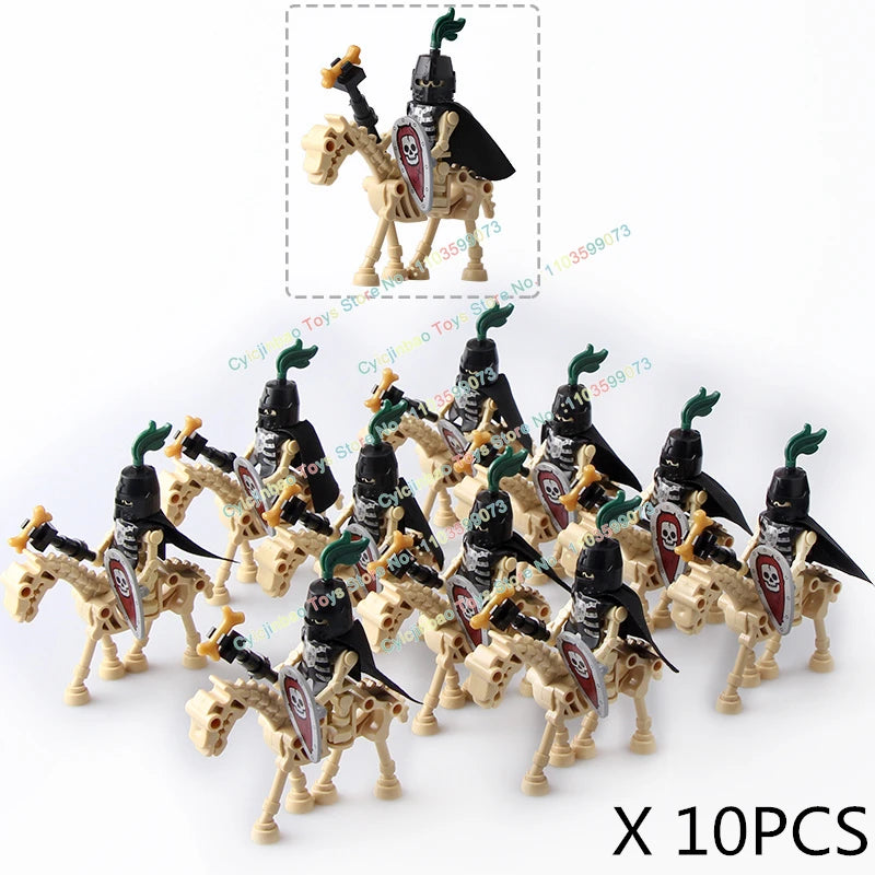 10PCS AX9815-16 Medieval Knight Skeleton Knight Accessories Shield Spear Armor Building Block bricks Action Figure Chilldren Toy