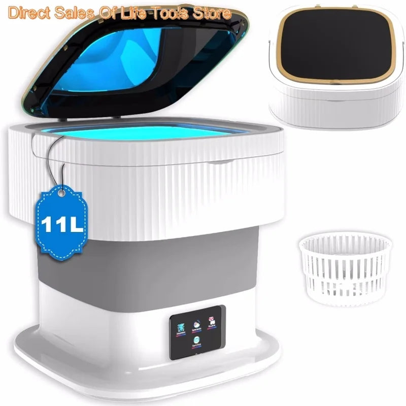60W portable folding washing machine with rotating fully automatic mini underwear socks 11L household centrifugal washing machin