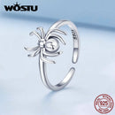 WOSTU 925 Sterling Silver Punk Spider Open Rings For Women Lovely Animal Adjustbale Ring Couple's Hip Hop Jewelry Gift CTR381