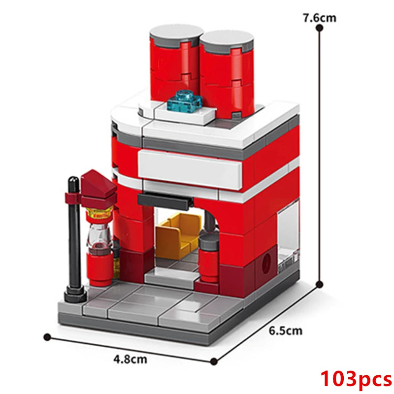 DIY Architecture Store Street View Food House Building Blocks Kit Girls Bricks Classic Movie Model Kids Toys For Children