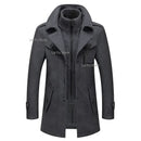 Men's autumn and winter business woolen coat fashion double collar cold jacket thick coat windproof
