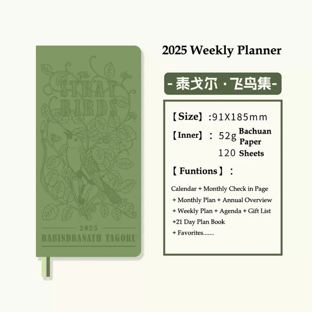 Kinbor 2025 Weekly Planner Week Daily Agenda Journal Notebook Hard Cover Calendar Monthly Schedule To Do List Time Organizer