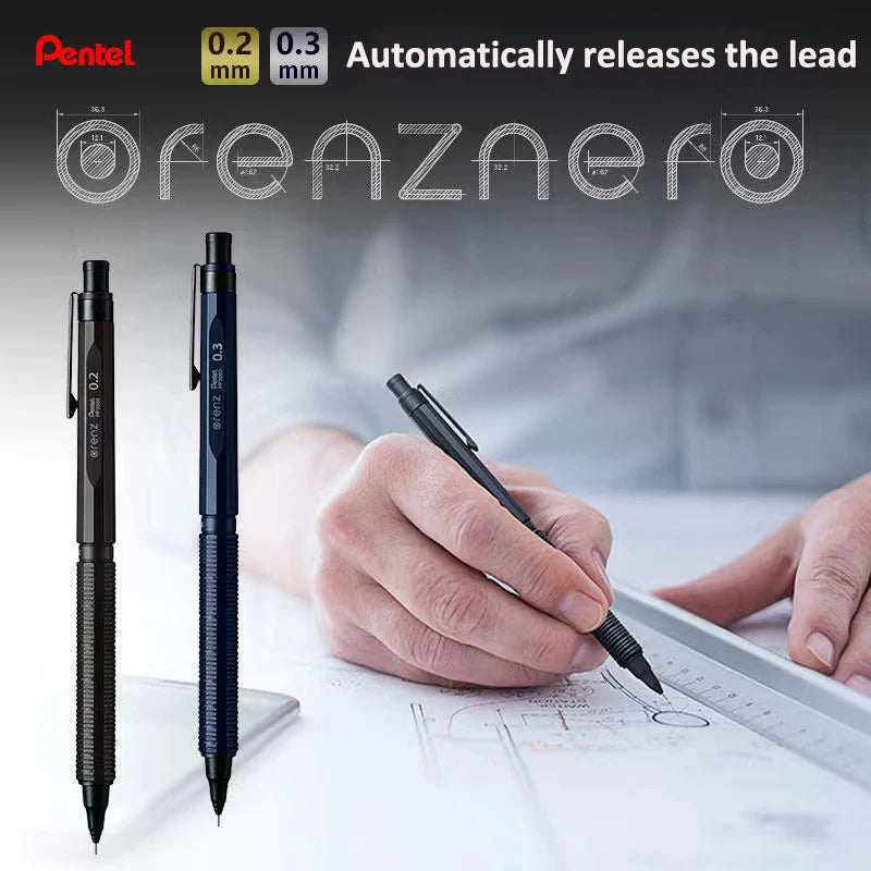 Pentel Orenz Nero PP3003-A Mechanical Pencil, 0.3 mm 0.5 mm  Automatic Reeling Mechanism Japanese Olens System Graphite Pencils