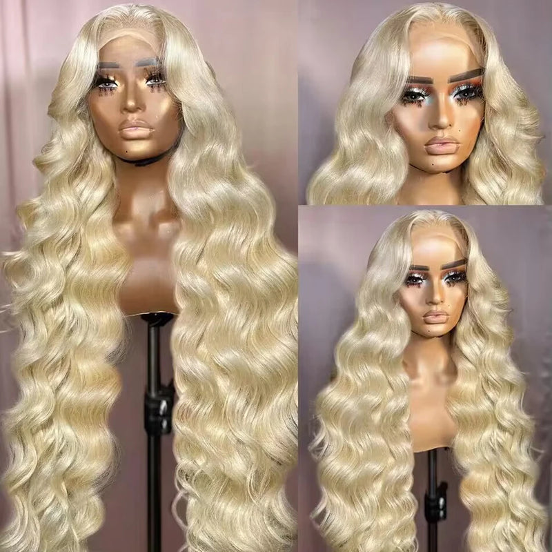 36Inch 613 Body Wave Blonde 13x6 Hd Lace Frontal Human Hair Wig Brazilian Color Water Wave Lace Front Wig For Women 200% Density