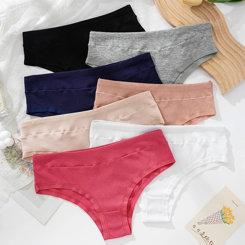 100% cotton women's underwear elastic panty antibacterial thong mid waist briefs M-2XL