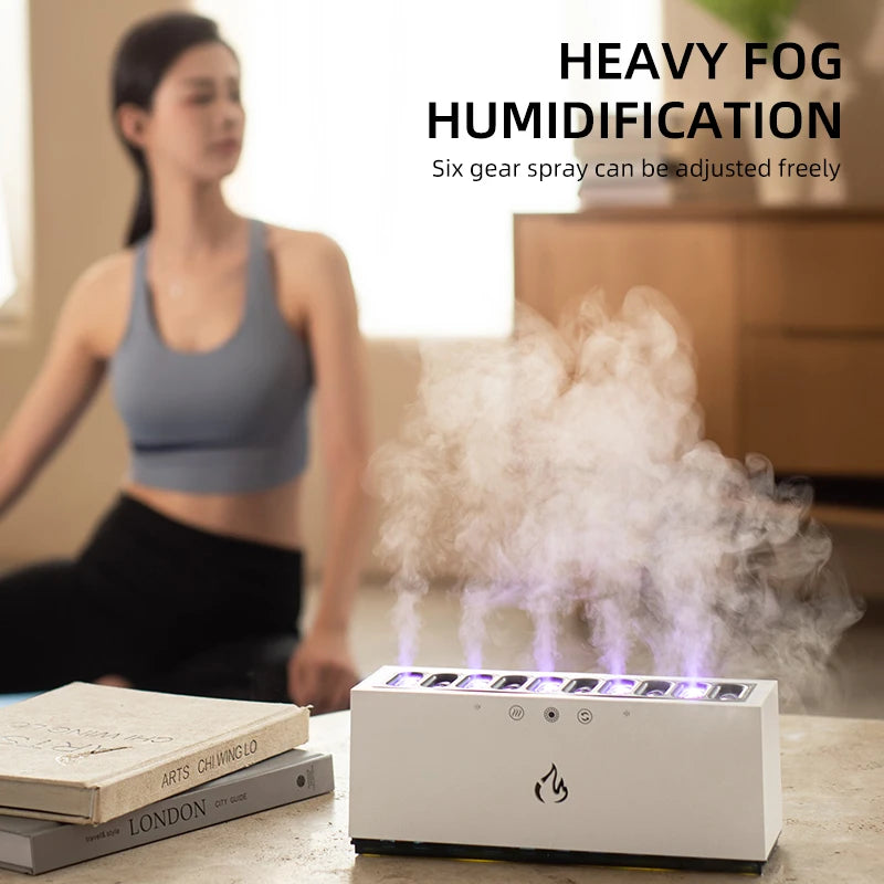 New Desktop Dynamic Music Ultrasound Flame Air Humidifier Home 900ML RGB Led Light Humidifier Diffuser Machine Mist Maker