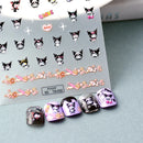 1PCS 5D Cartoon Kuromi Hello Kitty Nail Stickers Sanrio Animation Nail Art Decoration Sanrio Cute Melody Embossed Stickers