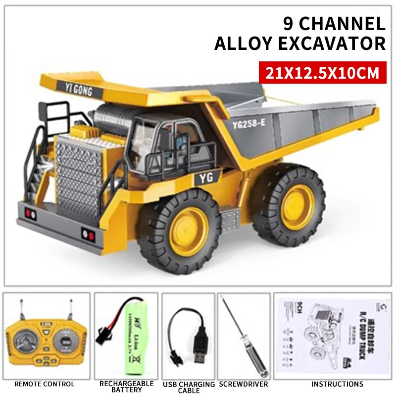 RC Car Children Toys Remote Control Alloy Car Toys For Boys Radio Control Excavator Dump Truck Bulldozer Electric Car Kids Gifts
