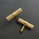 Long Knurled Handle Kitchen Cabinet Door Handles Drawer Pulls Solid Brass T Bar Bedroom Knobs Wardrobe Decor Furniture Hardware