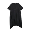 XITAO Irregular Pleated Hit Color Dress  Loose Covering Belly Pullover Short Sleeve Elegant Dress 2020 Summer  XJ4818