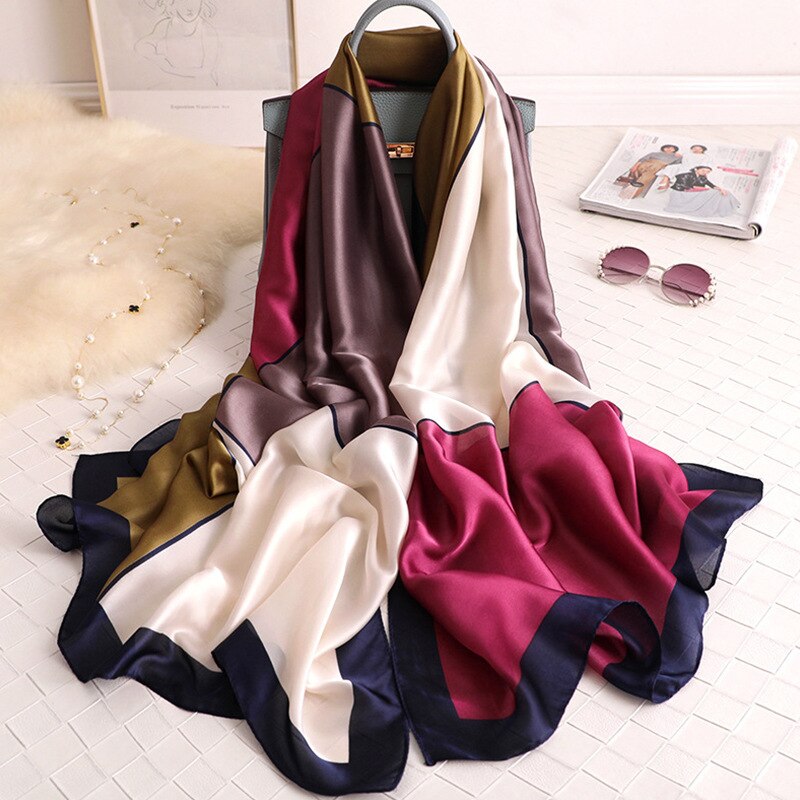 180*90cm Luxury Brand Spring Autumn New Silk Scarf Women Shawl Fashion Soft Poncho Chiffon Hijab Foulard Muffler Bandanna Pareo