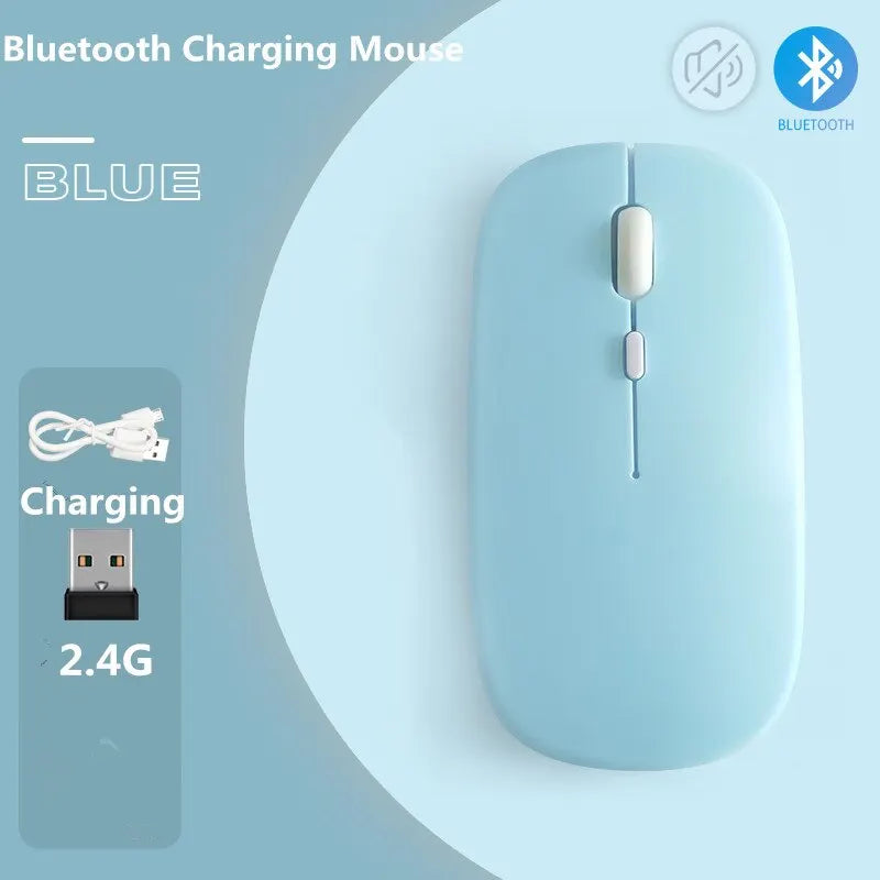 Macaron Rechargeable Wireless Bluetooth Mouse 2.4G USB Mice For Android Windows Tablet Laptop Notebook PC For IPAD Mobile