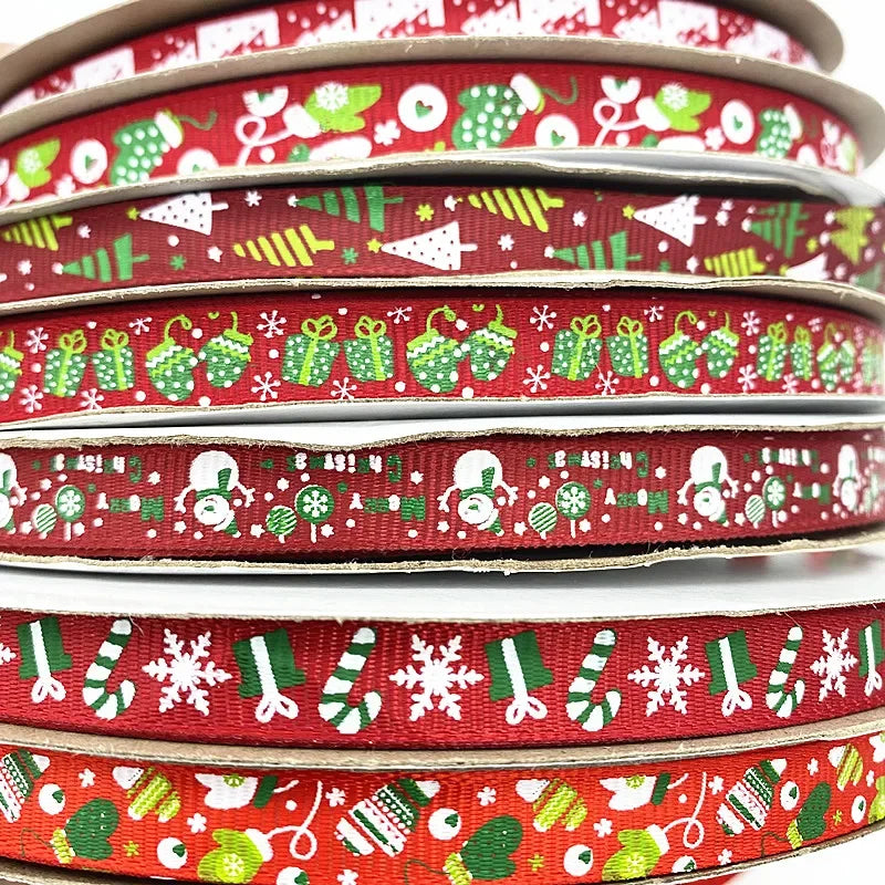 New 5 Yard 10 Mm Ribbed Christmas Ribbon Wedding Christmas Party Decoration DIY Craft Ribbon Card Gift Wrapping Supplies