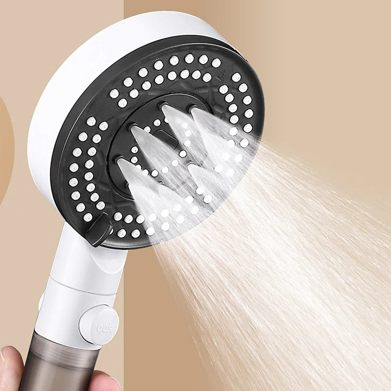 6 Modes Filter Shower Head Anti Limestone High Pressure Rain Showerhead Water Stop Hose Support Faucet Bathroom Accessories Sets