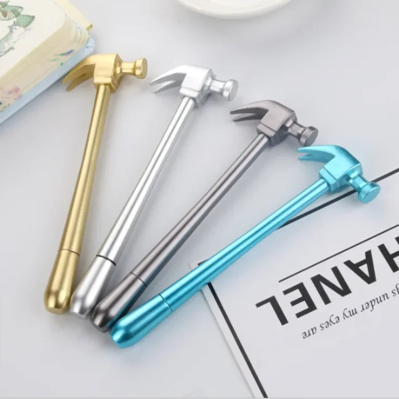 1 Creative Stationery Imitation Metal Hammer Gel Pen Simple Black Water-based Pen Student Stationery Color Random