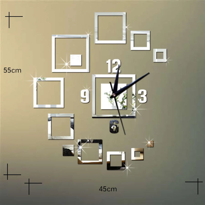 3D DIY Home Wall Clock Acrylic Mirror Square Watch Fashion Modern Design Sticker Mural Home Decoration