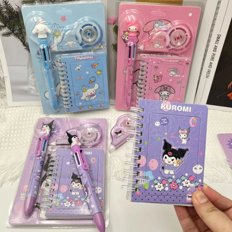 3Pcs/Set 6 Multicolored Pens Sanrio mymelody Kuromi Cinnamoroll Cute Cartoon notebook correction tape School Stationery Supply