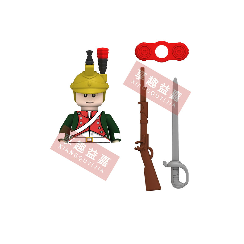 Medieval Napoleonic War French Dragoon British Soldiers Pirates Figures Army Scottish Fuisiler Building Blocks Weapons Brick Toy
