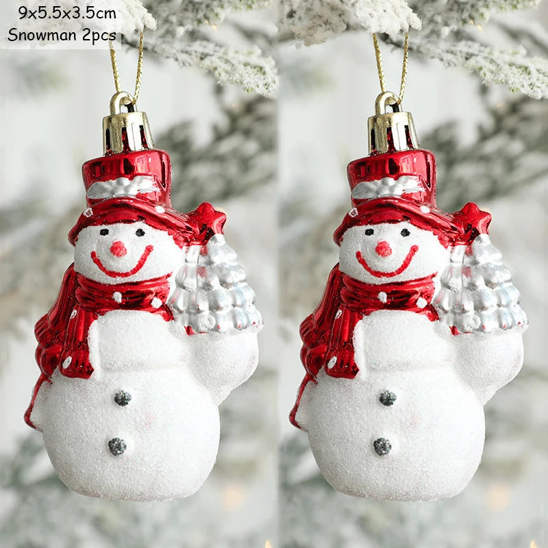 2pcs Christmas Decorations Santa Claus Snowman Ice Cream Christmas Tree Hanging Pendant Noel Natale Xmas Gift New Year Ornaments