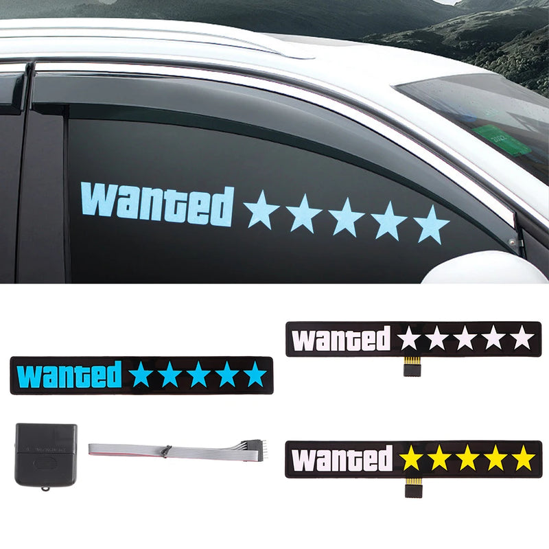 Windshield Electric Wanted 5 Star Car Window Sticker Auto Moto Safety Sign Decals Decoration LED Lights for Vehicle Sticker