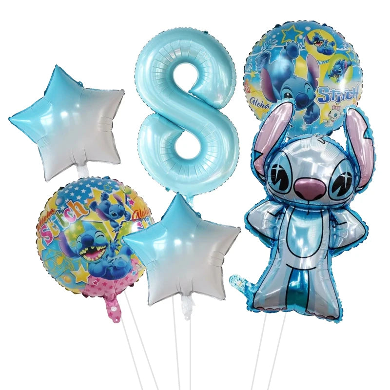6pcs Disney Lilo & Stitch Party Balloons Stitch 32" Number Balloon set Baby Shower Birthday Party Decorations Kids Toy Gifts