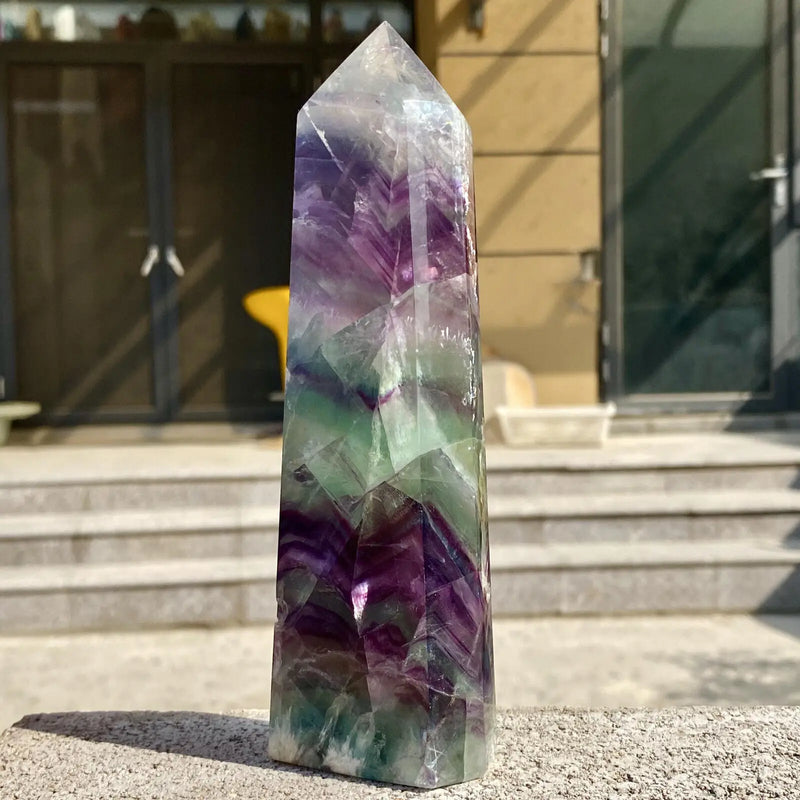 Natural Fluorite Crystal Column Magic Wand Obelisk Point Earth Healing