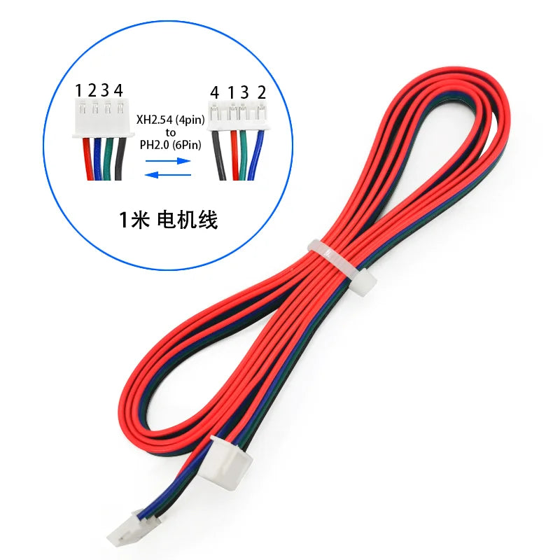 Motor Cable 1M/1.5M/2M Two-phase XH2.54 4pin to 6pin Terminal Motor Connector Cable for Nema 42 Stepper Motor 3D Printer Parts