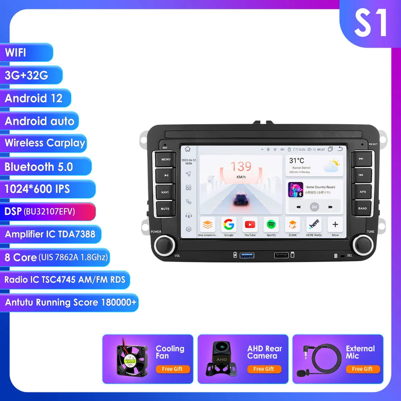 GPS Android 14 Auto Radio for Volkswagen VW Passat B6 B7 T5 Tiguan Touran GOLF POLO Carplay 4G Car Multimedia GPS 2din Autoradio
