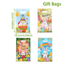 10/25/50pcs Easter Tote Bags with Handles Cartoon Bunny Carrot Design Plastic Gift Bags for Easter Egg Hunt Party Favors Gifts