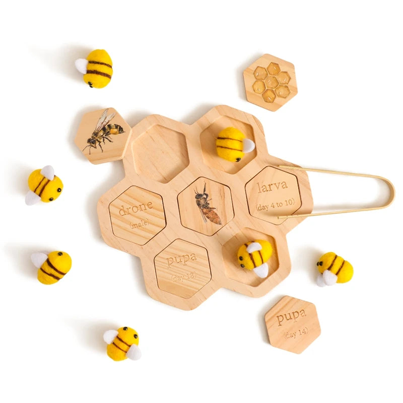 Wooden Puzzle Bee Toys Montessori Toys for Baby Fine Motor Skill Toy Baby 0 12 Months Matching Games Early Educational Toys Gift