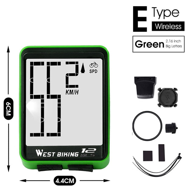 WEST BIKING Bike Computer Multifunction LED Digital Rate MTB Bicycle Speedometer Wireless Cycling Odometer Computer Stopwatch